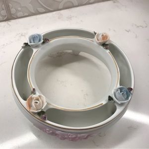 Vintage Footed Porcelain Flower Ring Centerpiece